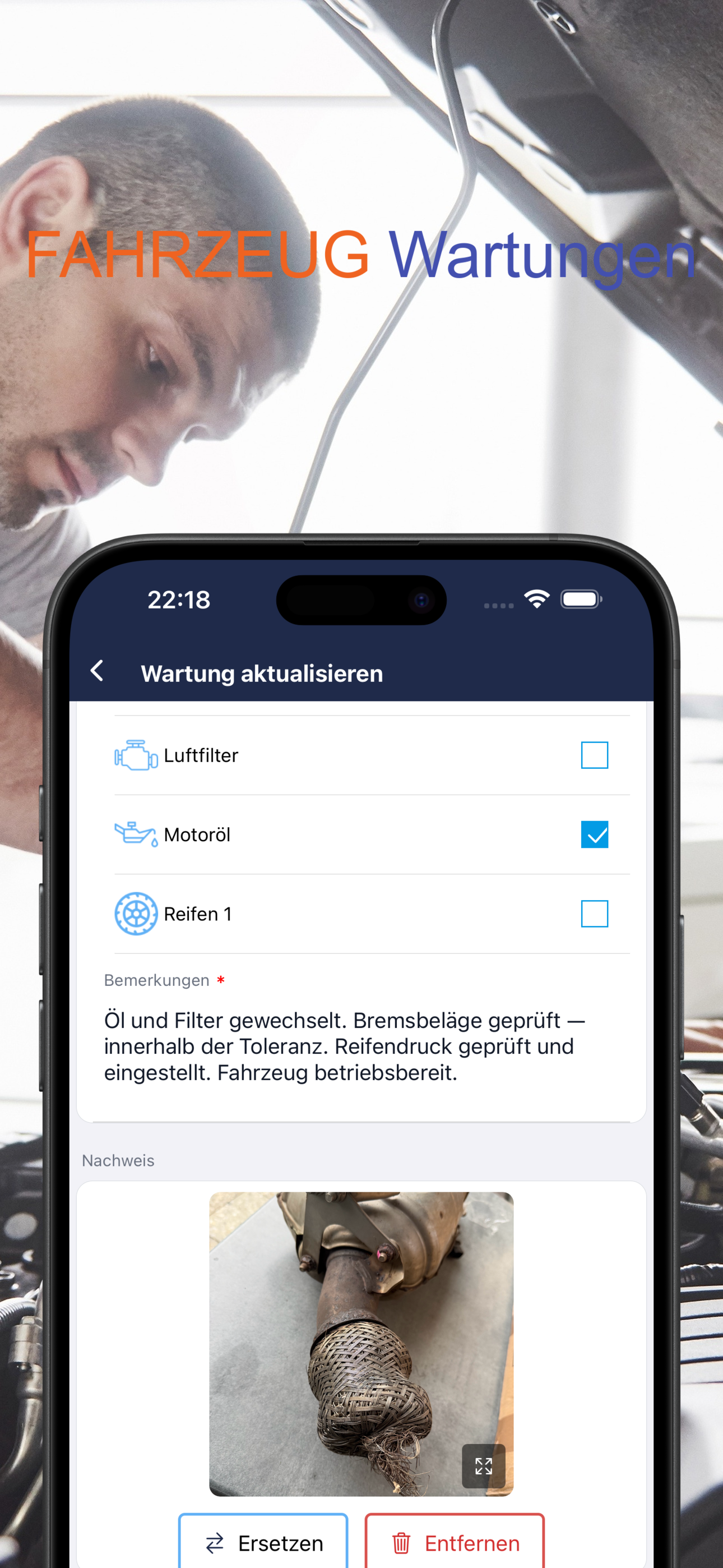 Wartungsservice protokollieren
