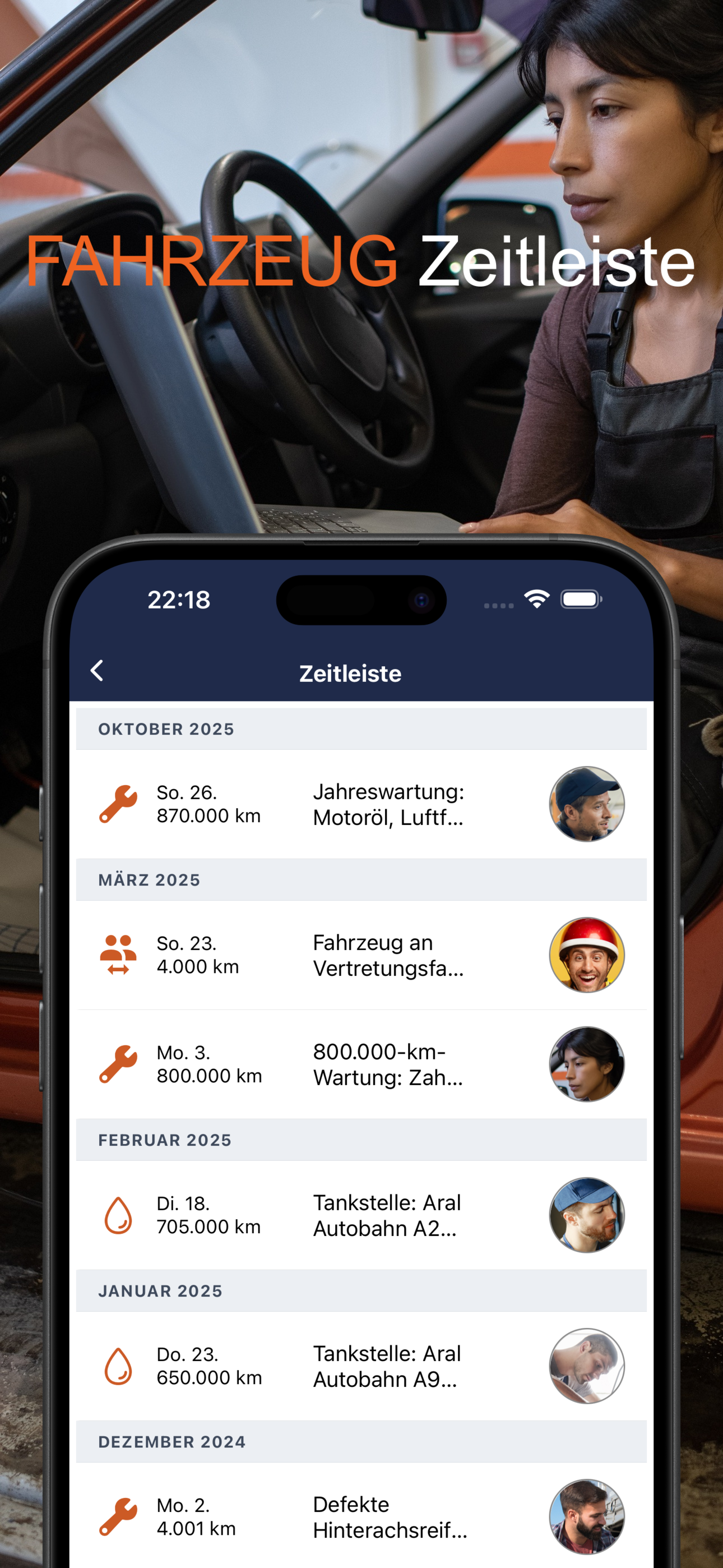 Fahrzeug-Wartungschronik