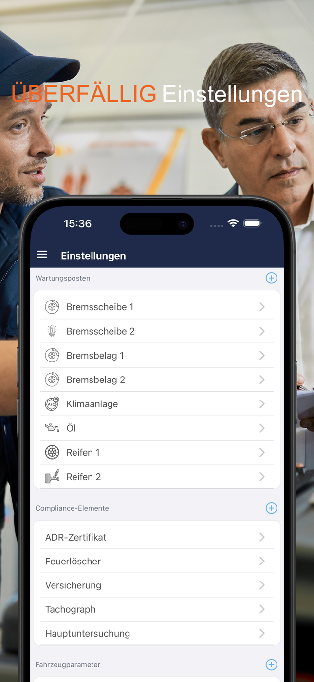 Wartungsposition-Einstellungen