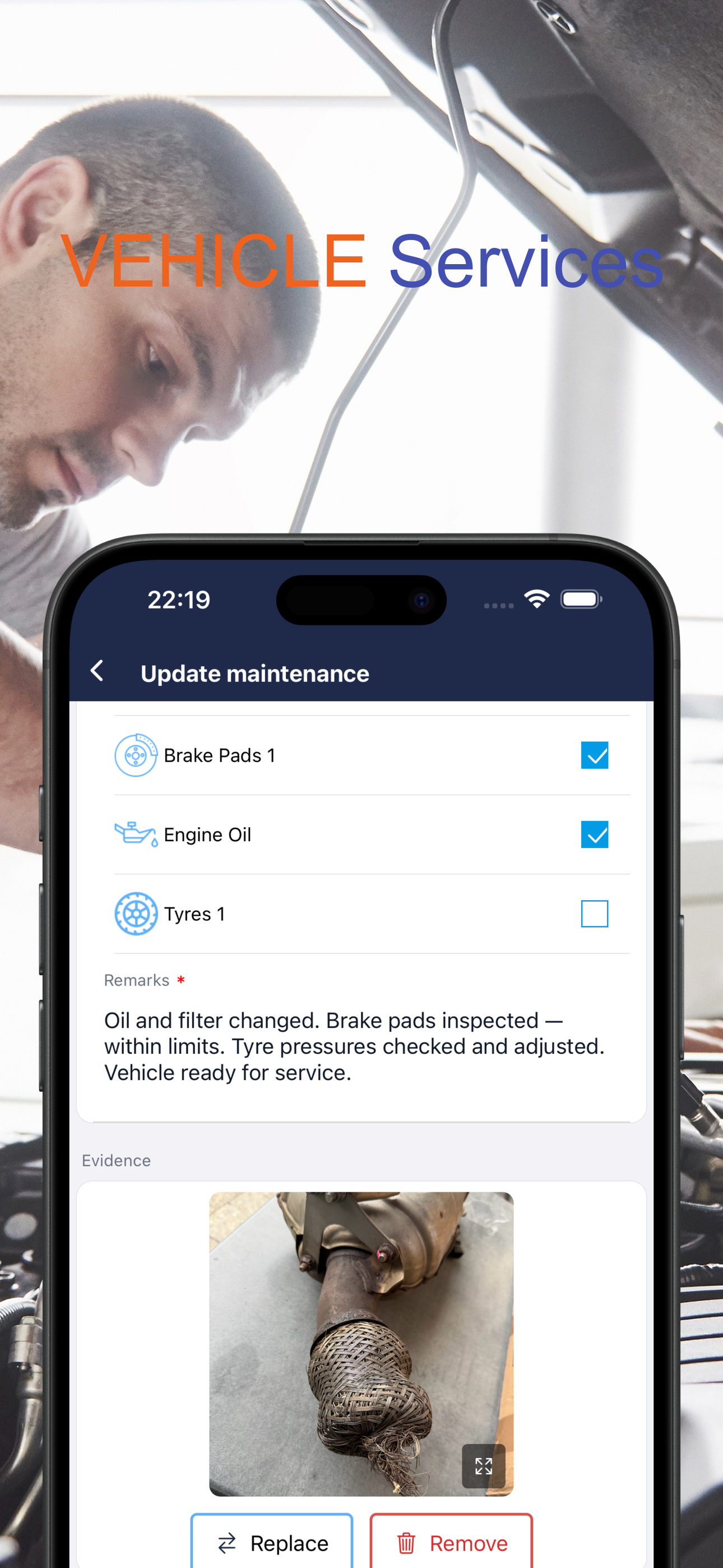 Logging a maintenance service