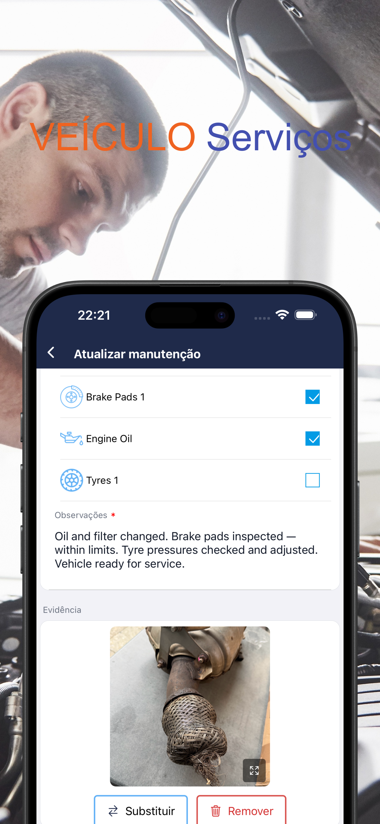 Registar um serviço de manutenção